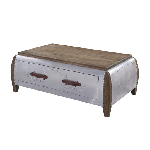 Brancaster - Coffee Table - Antique Oak & Aluminum - R&R Furniture Gallery (Fountain Valley, CA)