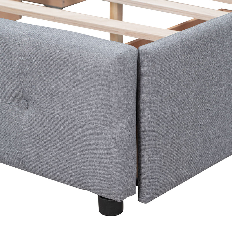 Upholstered Platform Bed With Classic Headboard And Drawers, No Box Spring Needed - R&R Furniture Gallery (Fountain Valley, CA)