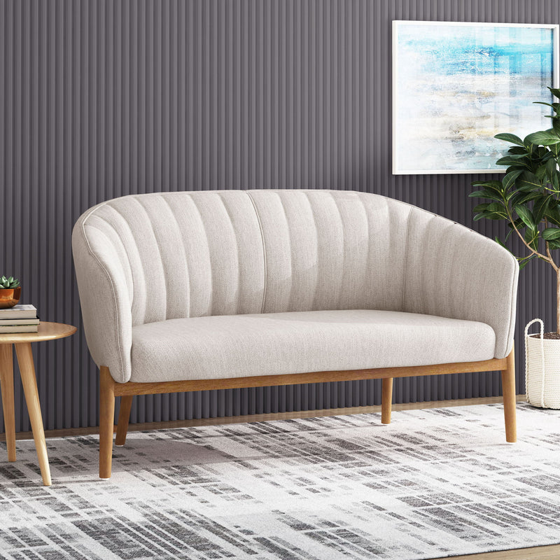Mid Century Modern Loveseat With Channel Stitched Backrest - R&R Furniture Gallery (Fountain Valley, CA)
