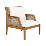 Acacia Wood Patio Furniture Club Chair, Outdoor Wicker Armchair, Deep Seating With Soft Cushions For Porch - Teak / Mix Brown - R&R Furniture Gallery (Fountain Valley, CA)