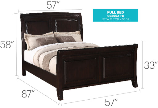 Elegant Glory Furniture transitional sleigh bed with curved headboard and footboard, showcasing polished wooden finish.