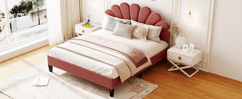 Upholstered Platform Bed With Flower Pattern Headboard - R&R Furniture Gallery (Fountain Valley, CA)