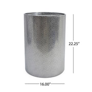 Noble House modern round accent table with hammered surface, featuring a sleek, contemporary design and metallic finish.