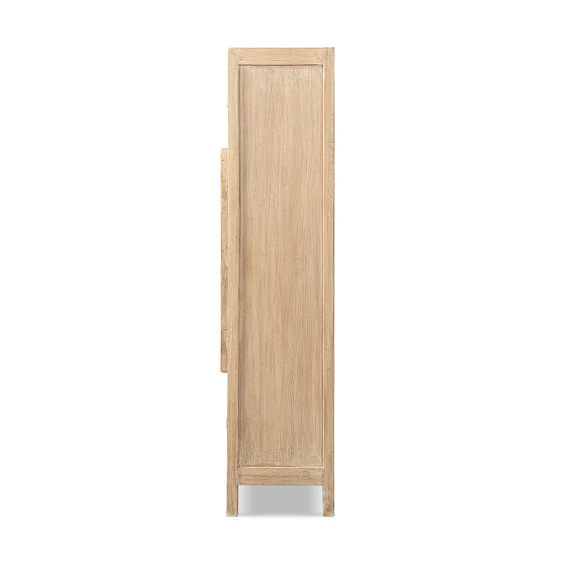 Jennifer Taylor Home Rowan storage cabinet with double doors in natural finish, accent furniture for organized living space.