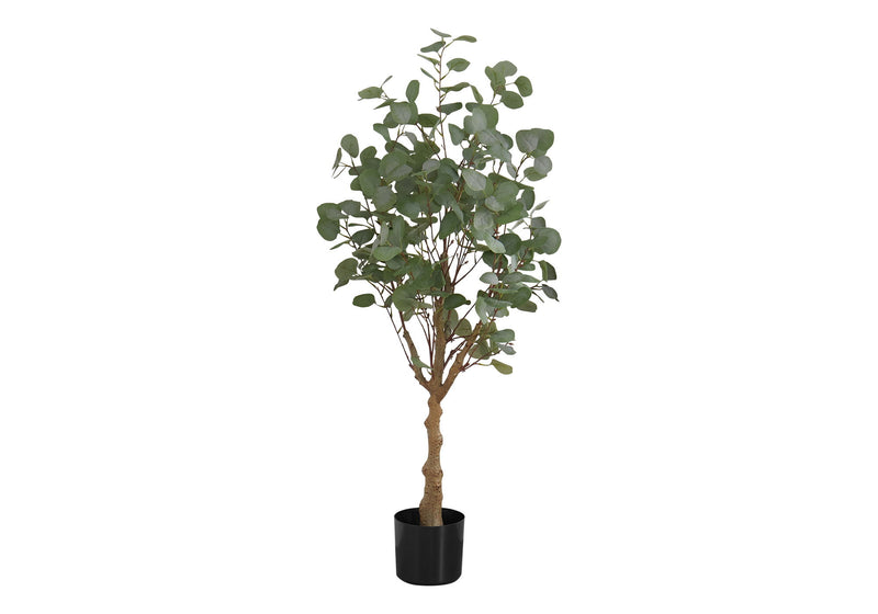46" Tall, Artificial Plant, Eucalyptus Tree, Indoor, Faux, Fake, Floor, Greenery, Potted, Decorative - Green / Black - R&R Furniture Gallery (Fountain Valley, CA)