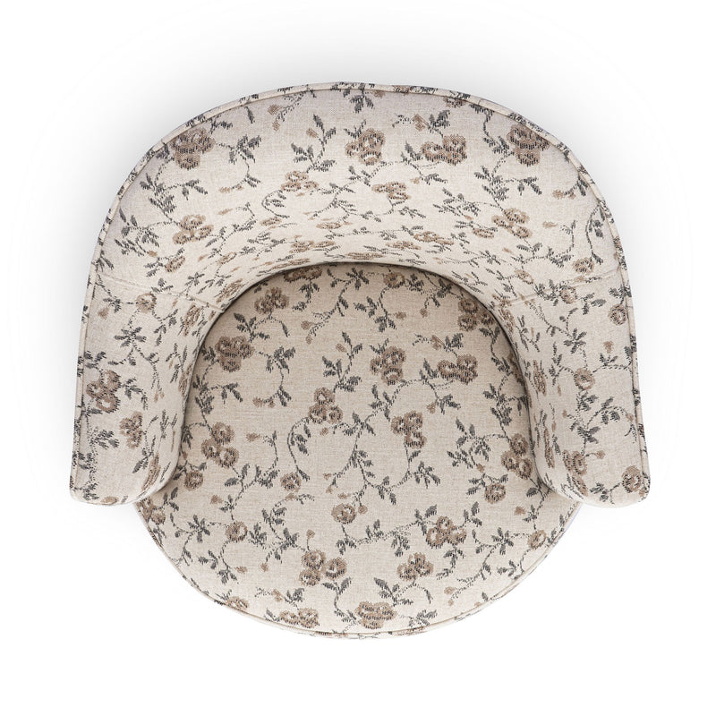Skyla - Floral Jacquard Swivel Accent Chair - Beige
