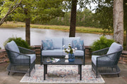Bridges Beach - Loveseat, Lounge Chairs, Table Set (Set of 4) - Gray - R&R Furniture Gallery (Fountain Valley, CA)