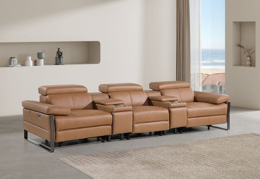 1246 - Modular Power Triple Reclining Dual Console Sofa With Power Reclining Headrests - R&R Furniture Gallery (Fountain Valley, CA)