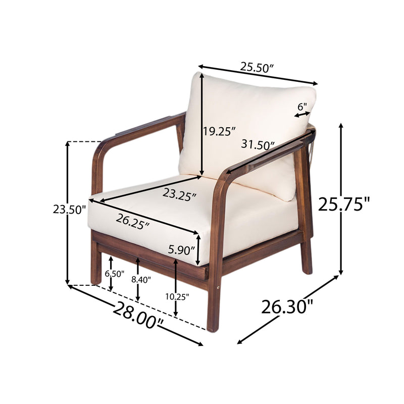 Outdoor Lounge Chair With Woven Backrest, Solid Wood Frame, Comfortable Cushions - R&R Furniture Gallery (Fountain Valley, CA)