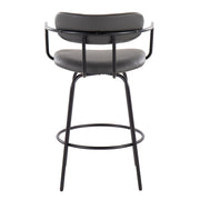 Set of two Lumi Source Demi contemporary fixed height counter stools with swivel and round footrest, showcasing sleek modern design.
