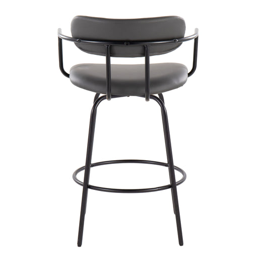 Set of two Lumi Source Demi contemporary fixed height counter stools with swivel and round footrest, showcasing sleek modern design.