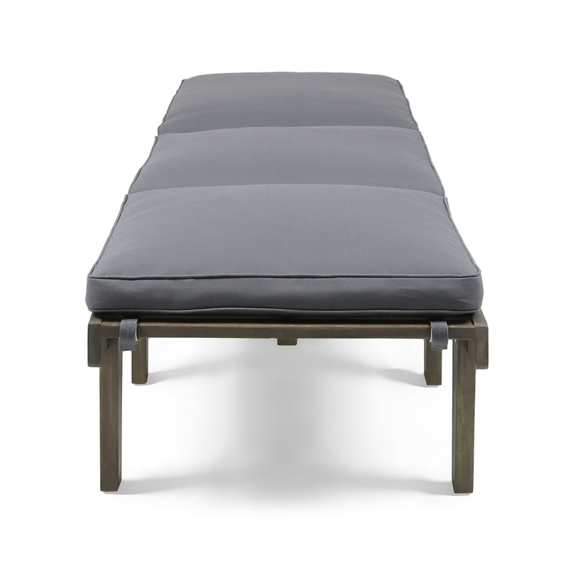 Noble House Ariana wood chaise lounge with cushion, featuring a sleek design and comfortable seating.