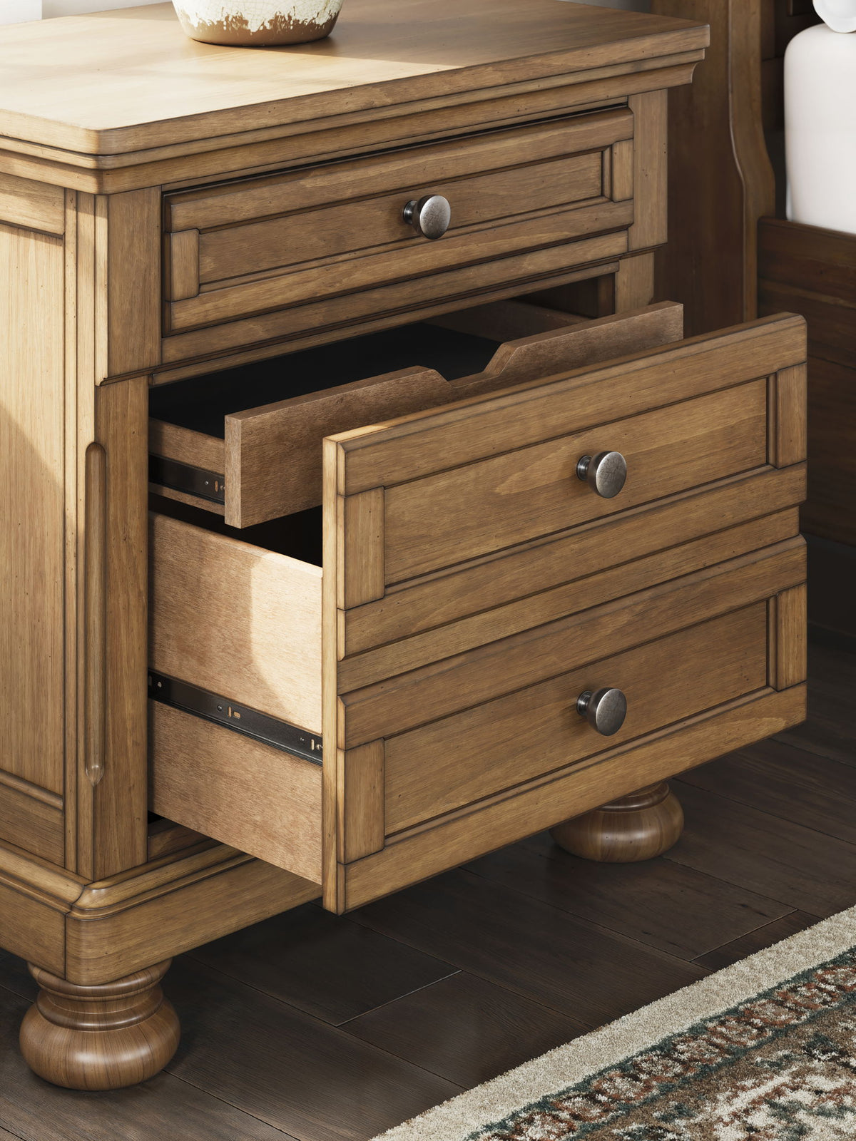 Feddinger - Two Drawer Night Stand - Medium Brown - R&R Furniture Gallery (Fountain Valley, CA)