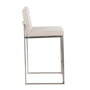 Lumi Source Fuji contemporary high back counter stool with sleek design and wooden legs, perfect for modern kitchen or bar area.