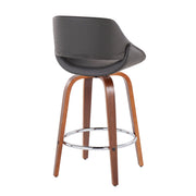 Lumi Source Fabrico mid-century modern set of 2 counter stools with round footrests, fixed height design and sleek wooden finish.