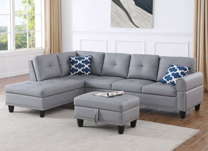 Irine - Sectional Sofa With Ottoman - Gray - R&R Furniture Gallery (Fountain Valley, CA)