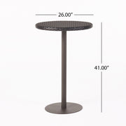 Outdoor Round Rattan Bar Table With Iron Frame - Multi Brown - R&R Furniture Gallery (Fountain Valley, CA)