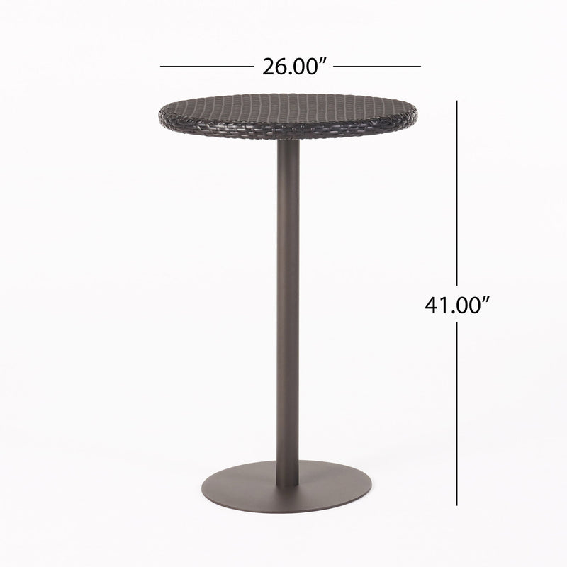 Outdoor Round Rattan Bar Table With Iron Frame - Multi Brown - R&R Furniture Gallery (Fountain Valley, CA)