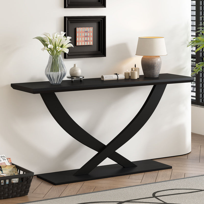Console Table With Cross Leg Base And Reinforced Support Plate - R&R Furniture Gallery (Fountain Valley, CA)