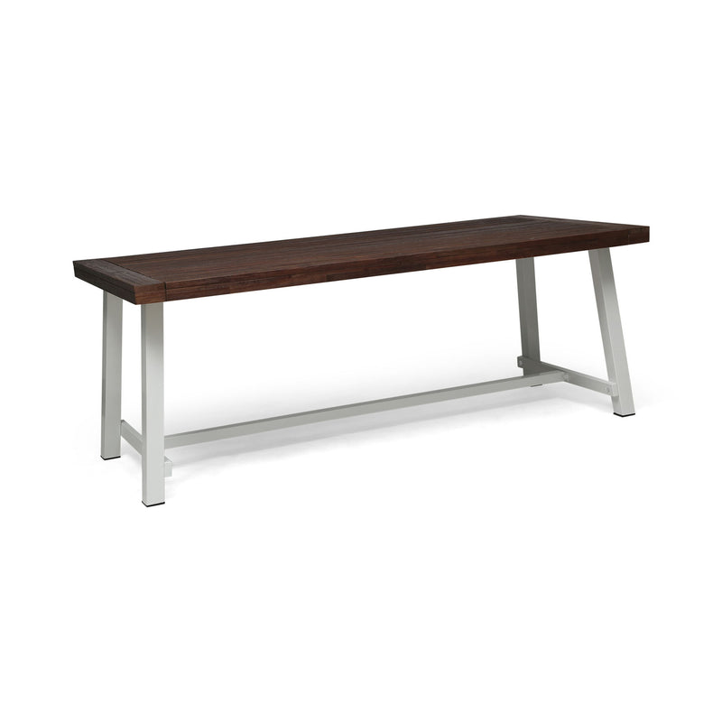 Noble House Equilibrium outdoor dining table with wooden frame and slat top, ideal for patio or garden dining spaces.