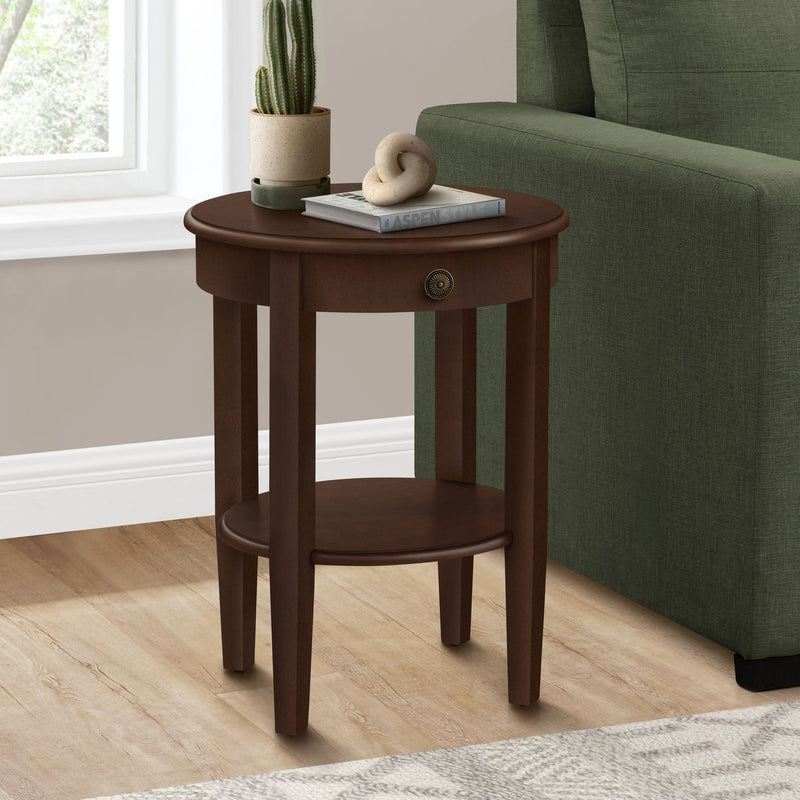 8th Street 2-tier espresso accent side table with transitional style and modern design, featuring a sleek wooden finish.