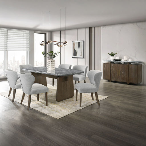 Dillon - Dining Table With Marble Top - Natural / Walnut - R&R Furniture Gallery (Fountain Valley, CA)