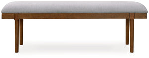 Lyncott - Large Upholstered Dining Room Bench - Gray / Brown - R&R Furniture Gallery (Fountain Valley, CA)