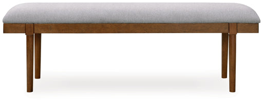 Lyncott - Large Upholstered Dining Room Bench - Gray / Brown - R&R Furniture Gallery (Fountain Valley, CA)