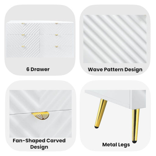 Gaines - 55" Dresser - White High Gloss - R&R Furniture Gallery (Fountain Valley, CA)