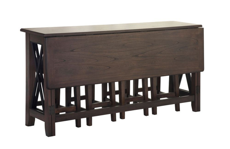 Drop Leaf Table With 4 Stools - Dark Brown - R&R Furniture Gallery (Fountain Valley, CA)