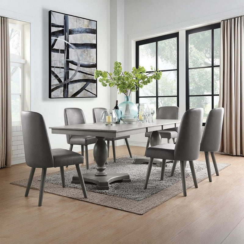 Waylon - Side Chair (Set of 2) - Gray Synthetic Leather & Gray Oak - R&R Furniture Gallery (Fountain Valley, CA)