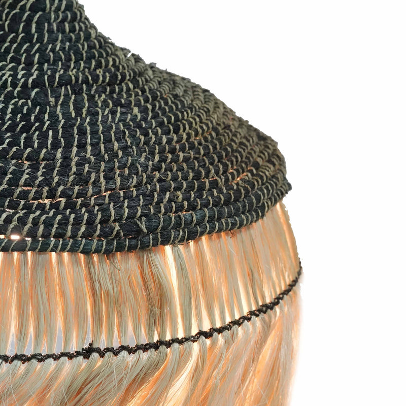 Sula - Upcycled Abaca Pendant Lamp - Natural / Black - R&R Furniture Gallery (Fountain Valley, CA)