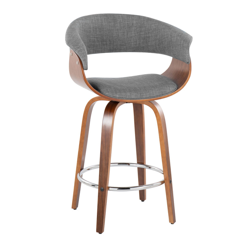 Lumi Source vintage mid-century modern fixed height counter stool set with swivel, round footrest, and sleek design.