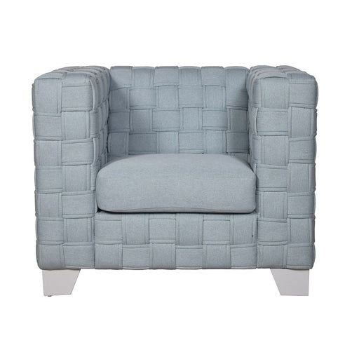 Saree - Chair - Light Teal Chenille & White - R&R Furniture Gallery (Fountain Valley, CA)