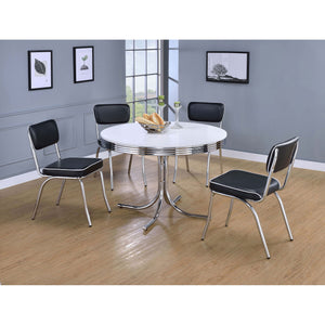Marla - 5 Piece Dining Set With Round Table And Upholstered Chairs - White