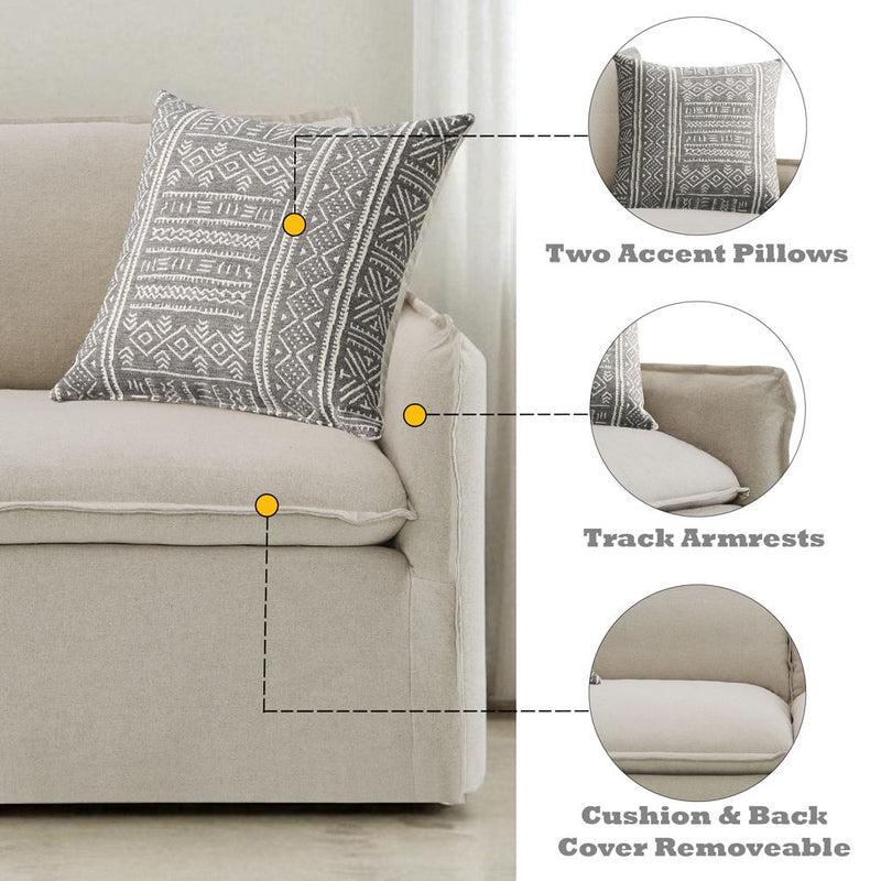 Upendo - Loveseat With 2 Pillows - Beige Linen - R&R Furniture Gallery (Fountain Valley, CA)