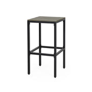 Set of two Noble House outdoor bar stools with slat design and metal frames, ideal for patio or garden seating.