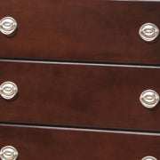 Glory Furniture media storage chest in cappuccino finish, accent chest with storage space and sleek design for living room organization.