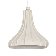 TOV Furniture Looma cotton mache pendant lamp in off-white hanging light fixture with textured, woven design for modern interior lighting.
