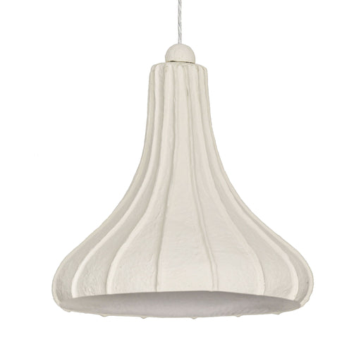 TOV Furniture Looma cotton mache pendant lamp in off-white hanging light fixture with textured, woven design for modern interior lighting.