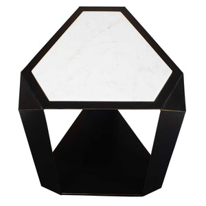 Keenan - Geometric Accent Table - Bronze / White
