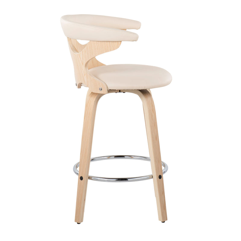 Set of two Lumi Source Gardenia mid-century modern counter stools with swivel, fixed height, and stylish design.