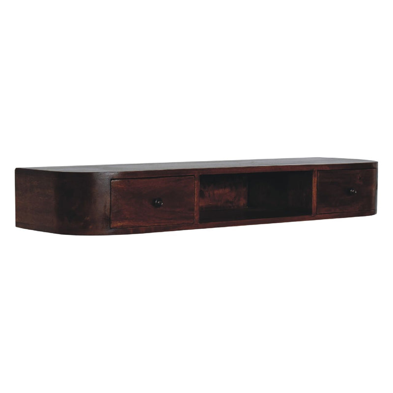 Lunar - 2 Drawer Floating Console - Chestnut - R&R Furniture Gallery (Fountain Valley, CA)