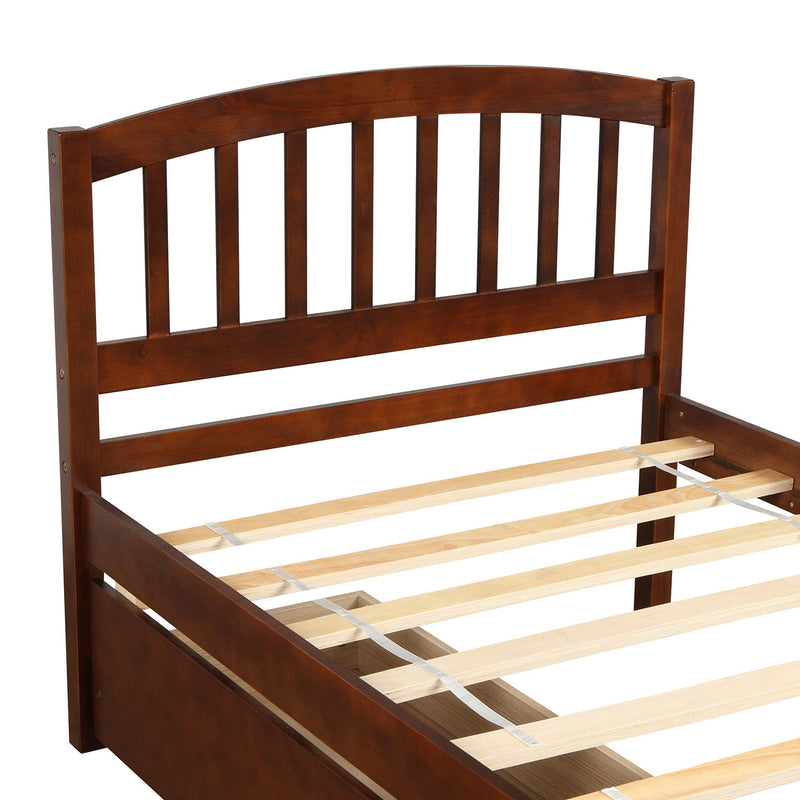 Wood platform storage bed frame with two drawers and headboard, featuring a sturdy design by DreamHaus.