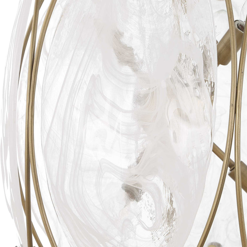 Valencia - 6 Light Glass Panel Pendant - Gold / White