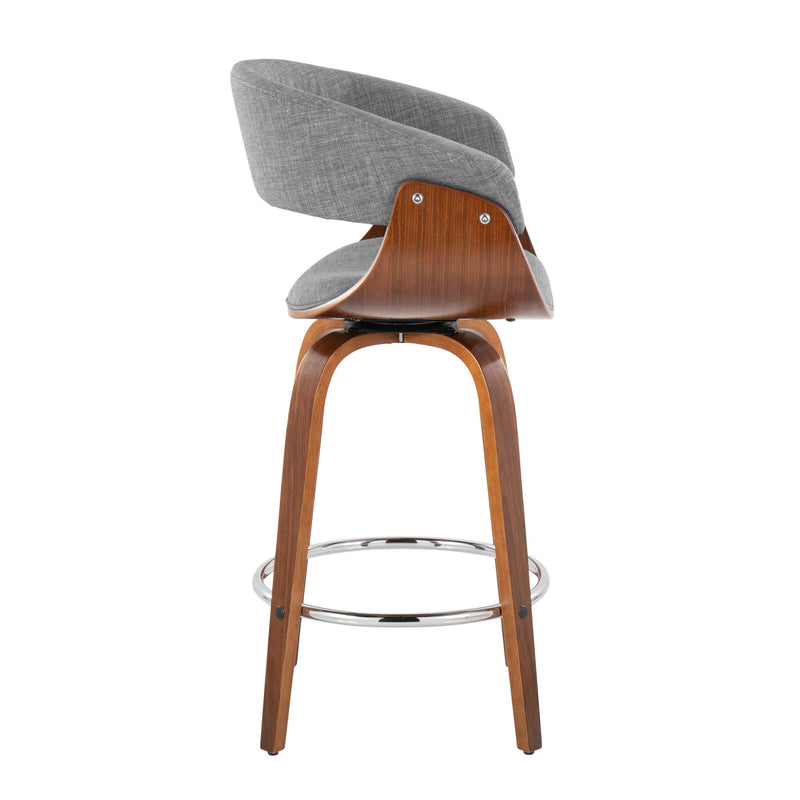 Lumi Source Vintage Mod mid-century modern fixed height counter stools with swivel and round footrest, set of 2.