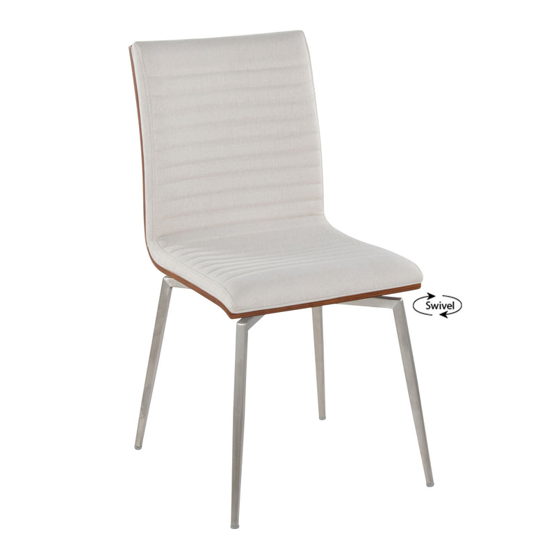 Pair of Lumi Source Mason contemporary dining chairs with swivel bases, featuring modern design and comfortable seating.