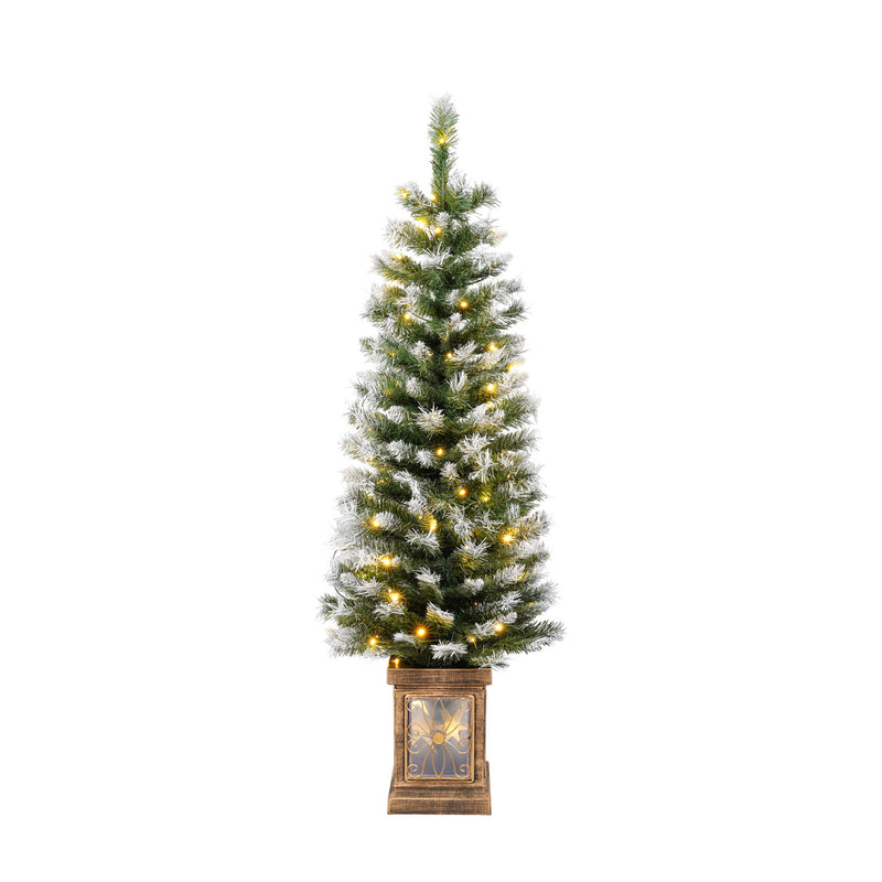 Artificial Christmas 3 Piece Set Wreath And 2 Entrance Trees With LED Lights - White / Green - R&R Furniture Gallery (Fountain Valley, CA)