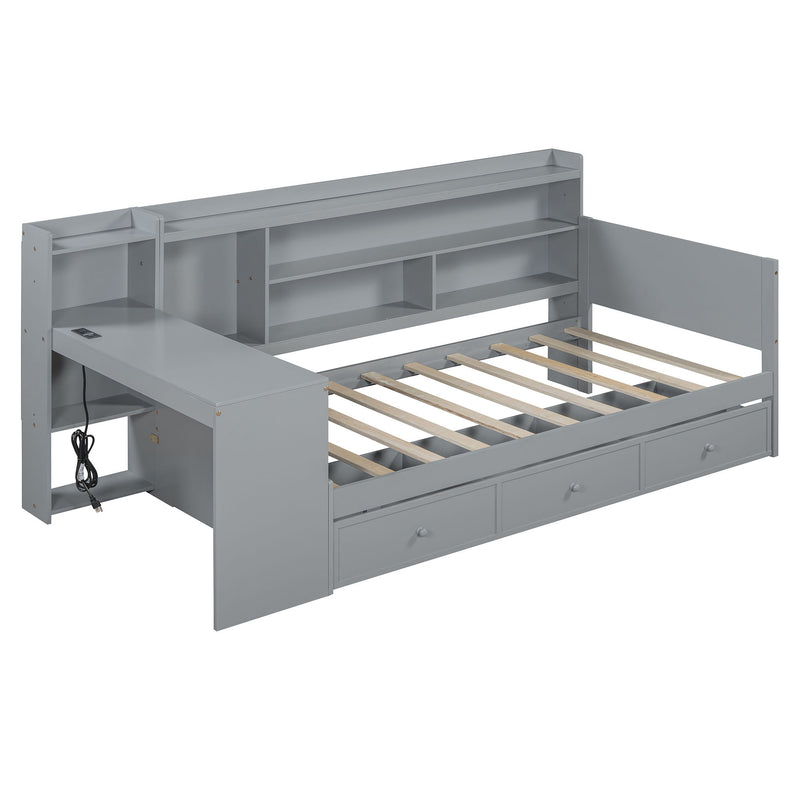 Daybed With 3 Drawers USB Ports And Desk - R&R Furniture Gallery (Fountain Valley, CA)