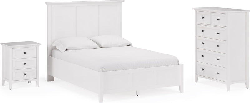 Grace Three Drawer Nightstand in Snowfall White